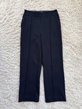 The Fold London Black Clever Crepe Trouser Pants Pull On Pintucked US 8 UK 12